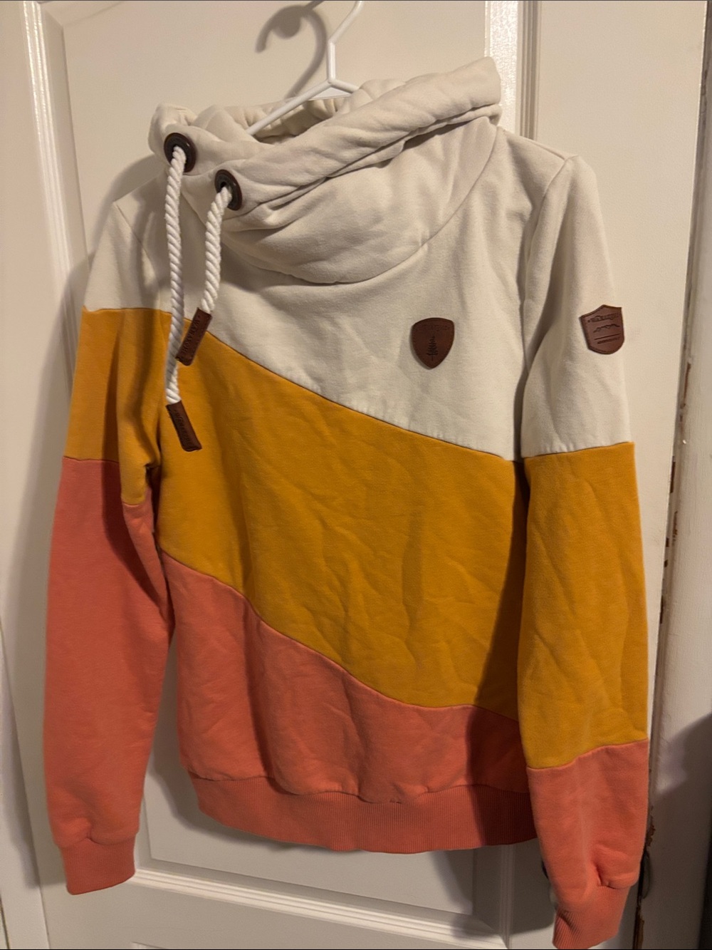Wanakome Colorblock Funnel Neck Pullover - Cream, Mustard, Coral